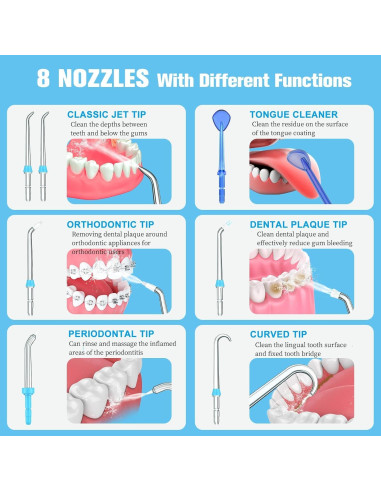 Consejos de Reemplazo Waterpik - 8 Piezas para Irrigador Dental