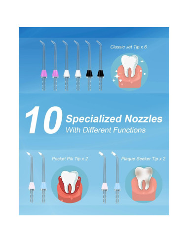 Juego de 10 Puntas de Repuesto MySmile para Irrigador Oral