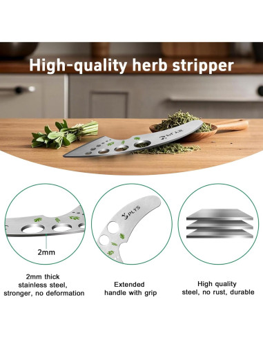 Deshojadora de Hierbas Plys de Acero Inoxidable 9 Agujeros