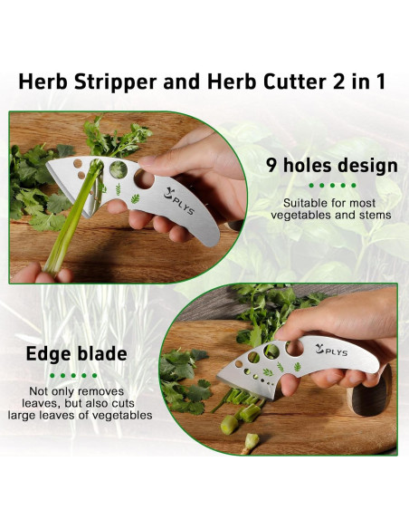 Deshojadora de Hierbas Plys de Acero Inoxidable 9 Agujeros