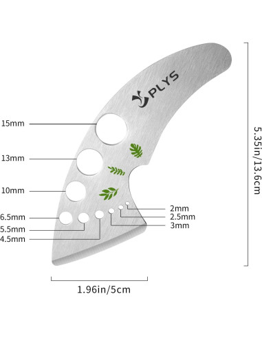 Deshojadora de Hierbas Plys de Acero Inoxidable 9 Agujeros