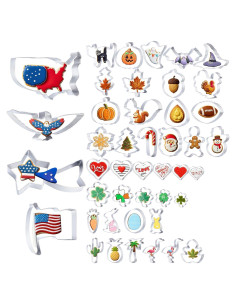 Juego de 44 Cortadores de Galletas Maxdot de Acero Inoxidable