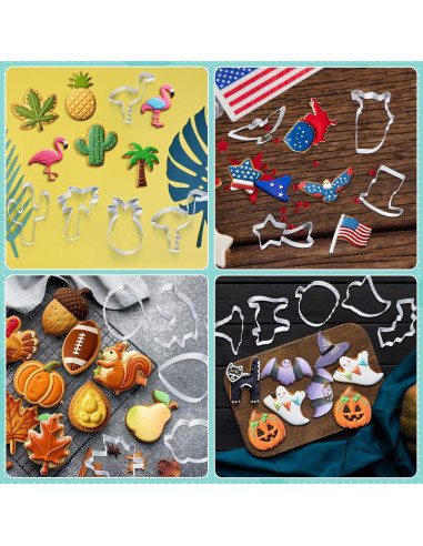 Juego de 44 Cortadores de Galletas Maxdot de Acero Inoxidable