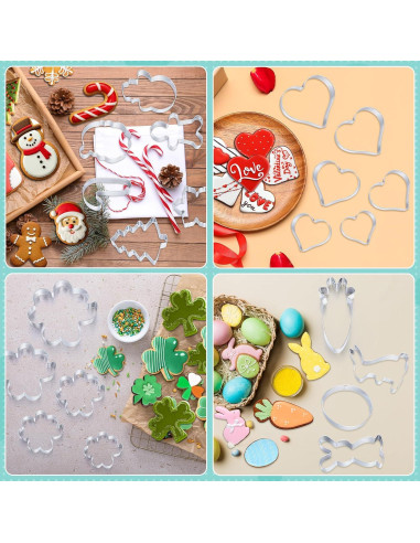 Juego de 44 Cortadores de Galletas Maxdot de Acero Inoxidable