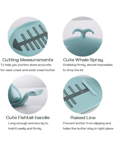 Plato de Mantequilla Ballena DOWAN Turquesa 22.86x8.89cm