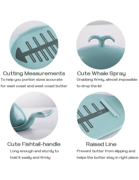 Plato de Mantequilla Ballena DOWAN Turquesa 22.86x8.89cm