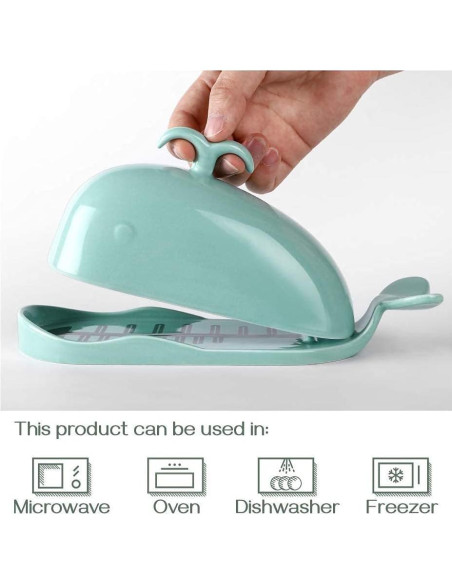 Plato de Mantequilla Ballena DOWAN Turquesa 22.86x8.89cm