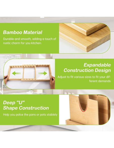 Organizador de Ollas y Sartenes ITDYB de Bambú Expandible