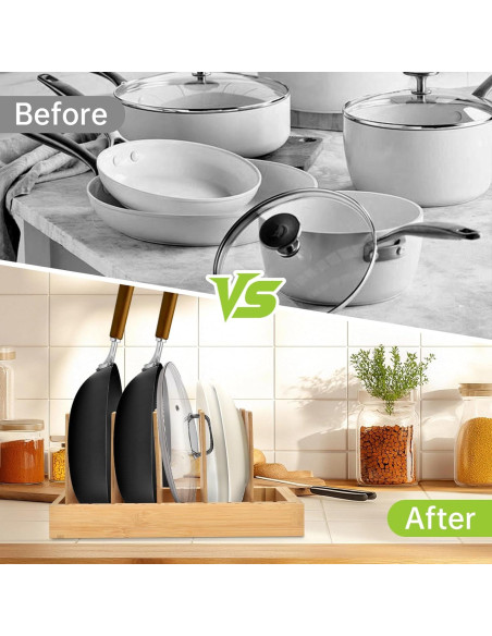 Organizador de Ollas y Sartenes ITDYB de Bambú Expandible