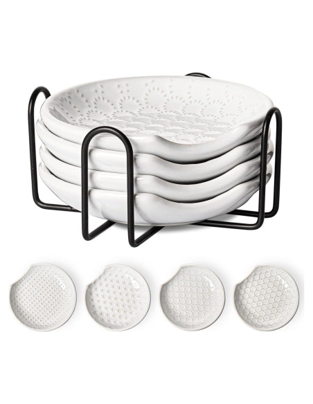 Soporte para Cuchara LE TAUCI Cerámica 4 Piezas + Soporte Metal