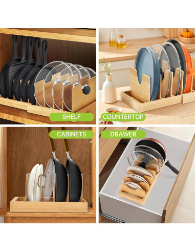 Organizador de Ollas y Sartenes ITDYB de Bambú Expandible
