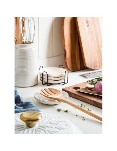 Soporte para Cuchara LE TAUCI Cerámica 4 Piezas + Soporte Metal