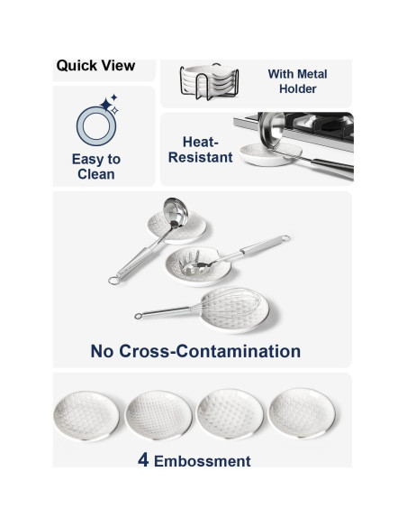 Soporte para Cuchara LE TAUCI Cerámica 4 Piezas + Soporte Metal