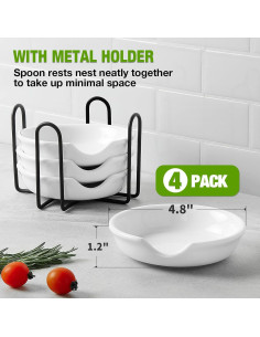 Set de 4 Soportes de Cuchara Cerámica Gencywe 12.2 cm 2