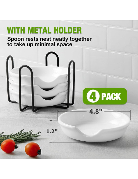 Set de 4 Soportes de Cuchara Cerámica Gencywe 12.2 cm