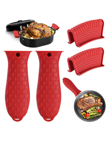 Paquete de 4 fundas de silicona Dazzhues para mangos de sartenes