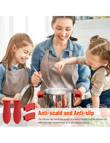 Paquete de 4 fundas de silicona Dazzhues para mangos de sartenes