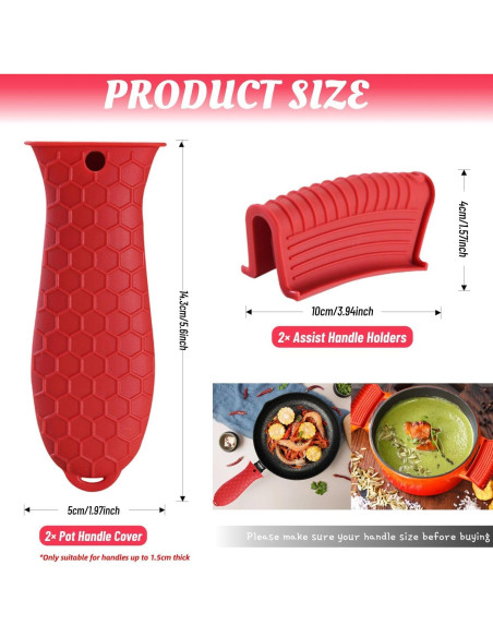 Paquete de 4 fundas de silicona Dazzhues para mangos de sartenes