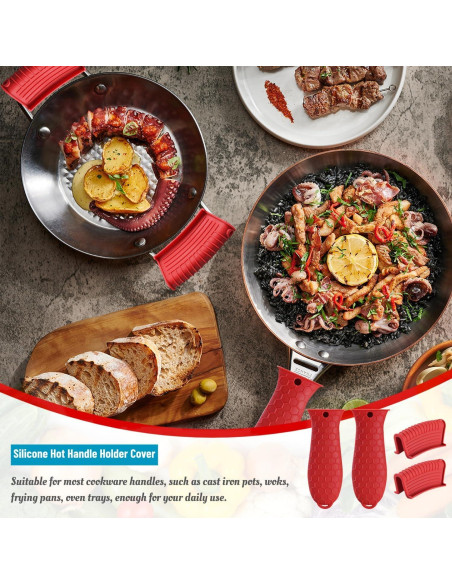 Paquete de 4 fundas de silicona Dazzhues para mangos de sartenes