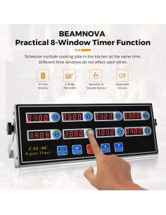 Temporizador Digital de Cocina BEAMNOVA 8 Canales Acero Inoxidable 2