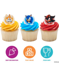 Anillos para Cupcakes DecoPac Sonic the Hedgehog - 24 Piezas 2