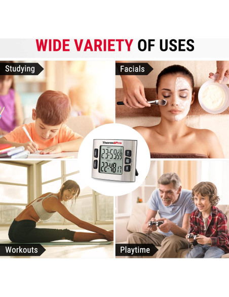 Temporizador Digital ThermoPro TM02 Acero Inoxidable 24h Temporizador Digital ThermoPro TM02 Acero Inoxidable 24h