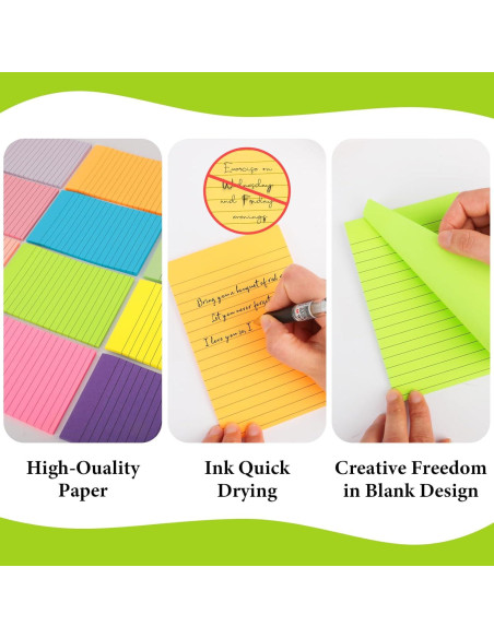 Paquete de 12 Notas Adhesivas Rayadas NESCCI 10x15 cm