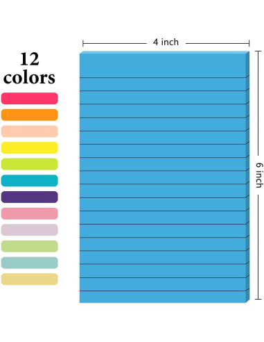 Paquete de 12 Notas Adhesivas Rayadas NESCCI 10x15 cm