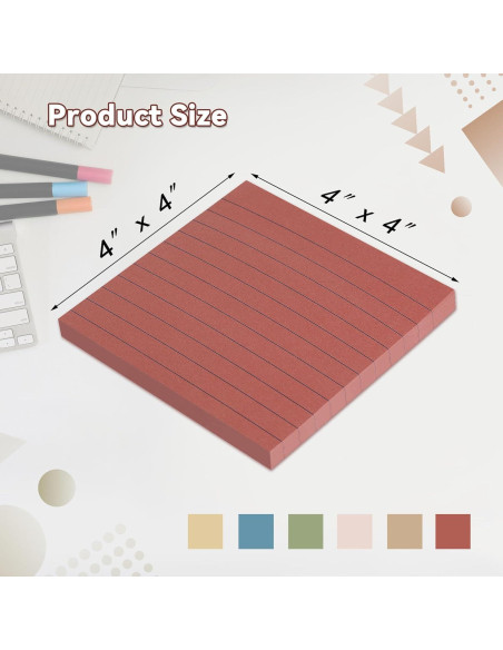 Notas Adhesivas Rayadas HCTBN 10.16x10.16 cm Vintage - Paquete de 12