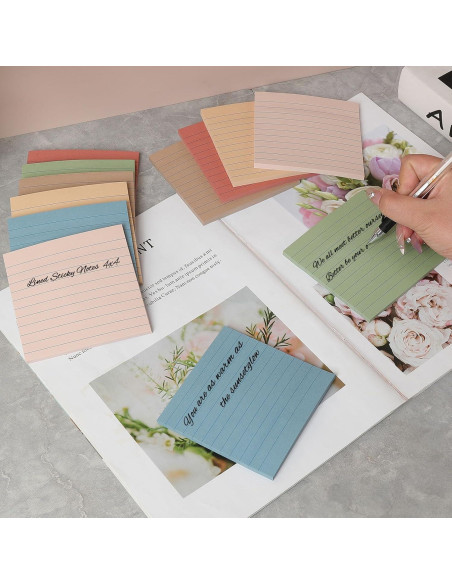 Notas Adhesivas Rayadas HCTBN 10.16x10.16 cm Vintage - Paquete de 12