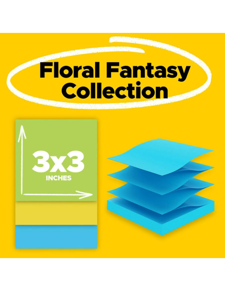 Notas Post-it 7.6x7.6 cm Fantasía Floral 18 blocs 100 hojas Notas Post-it 7.6x7.6 cm Fantasía Floral 18 blocs 100 hojas