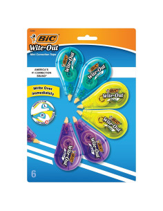 Cinta de Corrección Mini BIC Wite-Out, 6 Dispensadores, 5 Metros