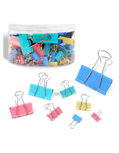 Clips de Carpeta Joyberg 125 Pcs Colores Mixtos 6 Tamaños