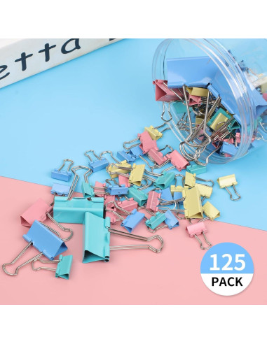 Clips de Carpeta Joyberg 125 Pcs Colores Mixtos 6 Tamaños