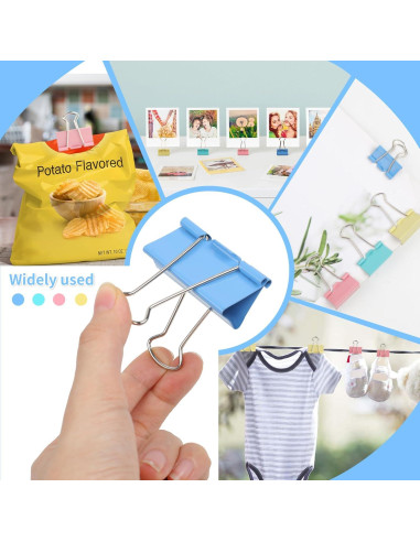 Clips de Carpeta Joyberg 125 Pcs Colores Mixtos 6 Tamaños