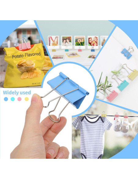 Clips de Carpeta Joyberg 125 Pcs Colores Mixtos 6 Tamaños