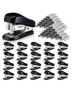 Paquete de 20 Mini Grapadoras Sherr con 15000 Grapas Negra