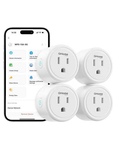 Enchufe Inteligente GHome 15A Wi-Fi Doble Banda Control Remoto