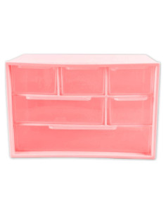 Organizador de Cajones Mini Nirvany Rosa 6 Cajones Transparentes