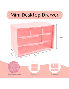Organizador de Cajones Mini Nirvany Rosa 6 Cajones Transparentes 2