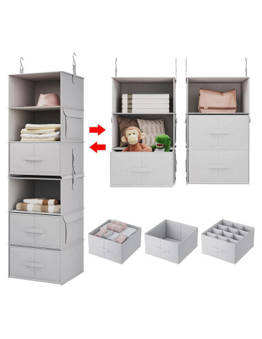 Organizador de Closet Colgante Vailando 6 Estantes y 3 Cajones