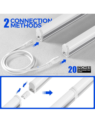 Barrina 6 Lámparas LED T5 1.2m 20W 2200lm Luz Blanca 6500K