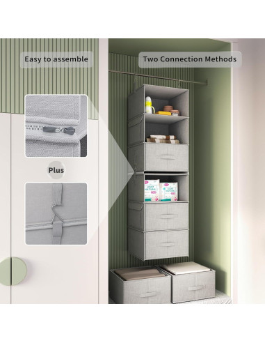 Organizador de Closet Colgante Vailando 6 Estantes y 3 Cajones