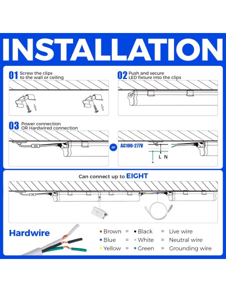 Barrina 6 Lámparas LED T5 1.2m 20W 2200lm Luz Blanca 6500K