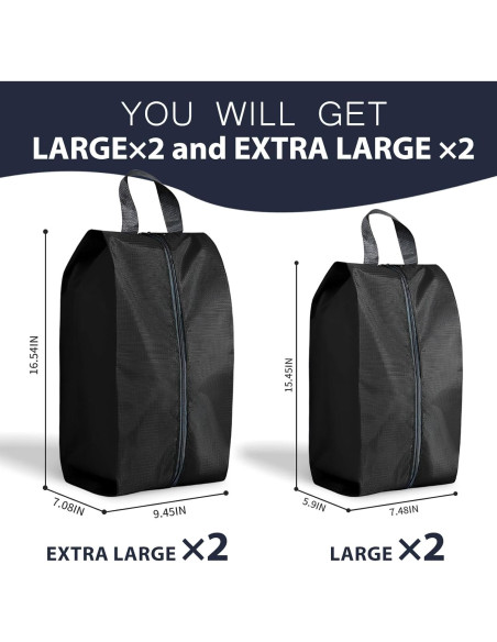 Bolsas de Viaje para Zapatos MiHeeHome - Paquete de 4 Impermeables