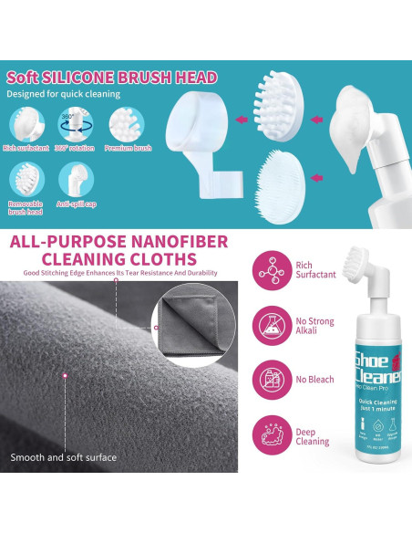 Kit de limpieza de zapatos sin agua 2025 - 7Oz + spray 4.2Oz