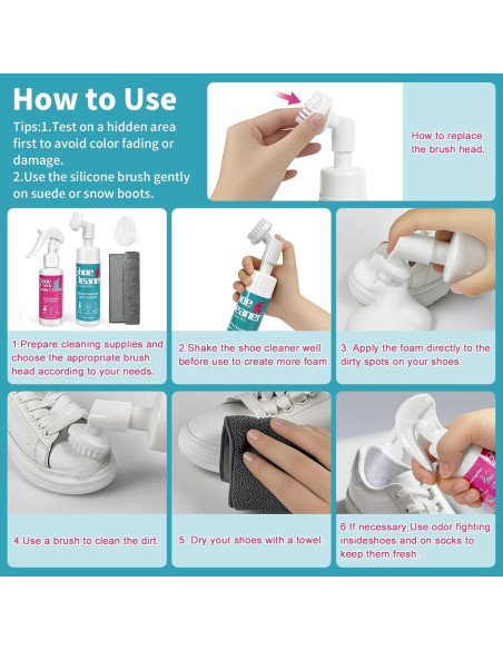 Kit de limpieza de zapatos sin agua 2025 - 7Oz + spray 4.2Oz