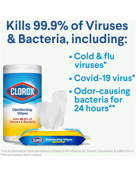 Toallitas Desinfectantes Clorox 75 Conteo x2 Sin Blanqueador