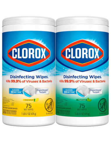 Toallitas Desinfectantes Clorox 75 Conteo x2 Sin Blanqueador