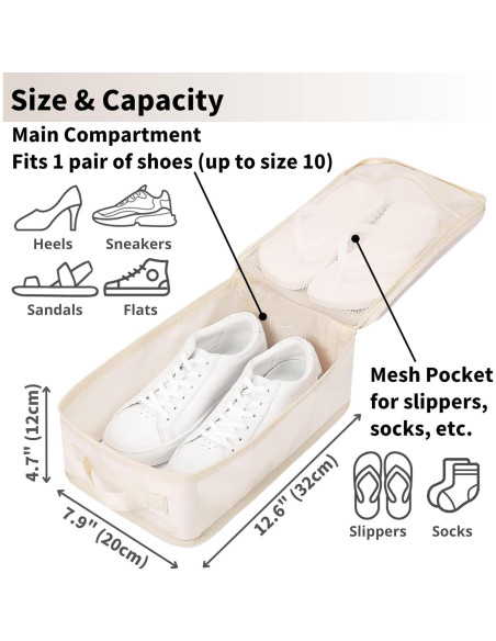 Bolsa de Viaje para Zapatos TIANZONG Beige - 2 Paquetes